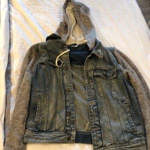 Freepeople Jean jacket with cotton sleeves/hood